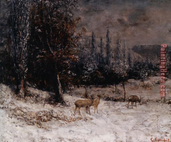 Gustave Courbet Chevreuils Dans La Neige